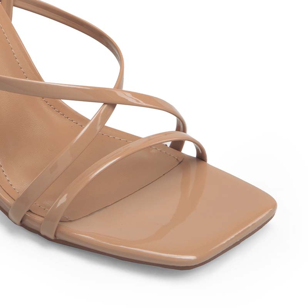 Square-Toe Strappy Stiletto Heel Sandals - NUDE-PAT - 6